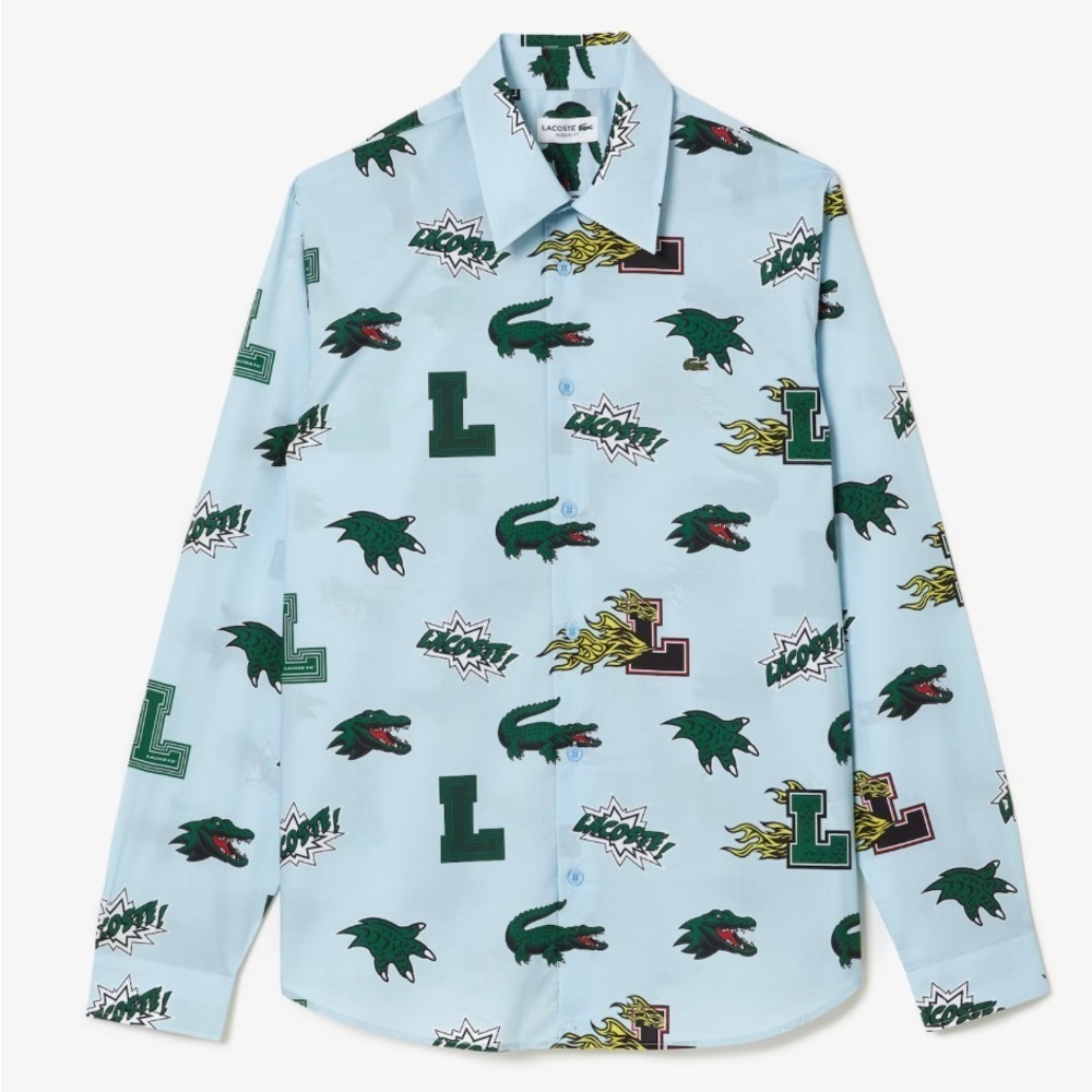 LAST ONE‼️Lacoste Men's Regular Fit Crocodile Print Shirt